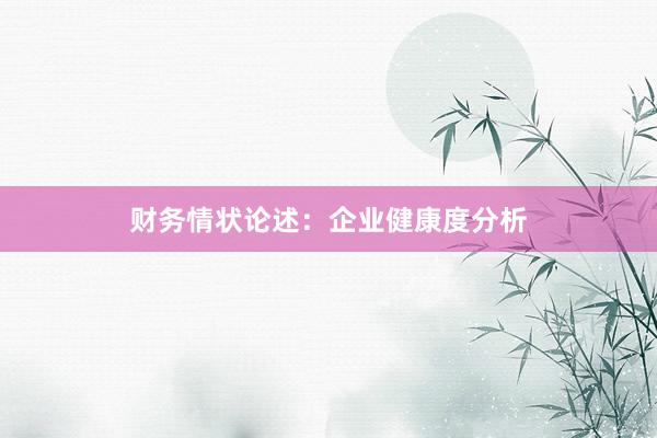 财务情状论述：企业健康度分析