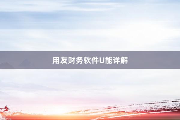 用友财务软件U能详解